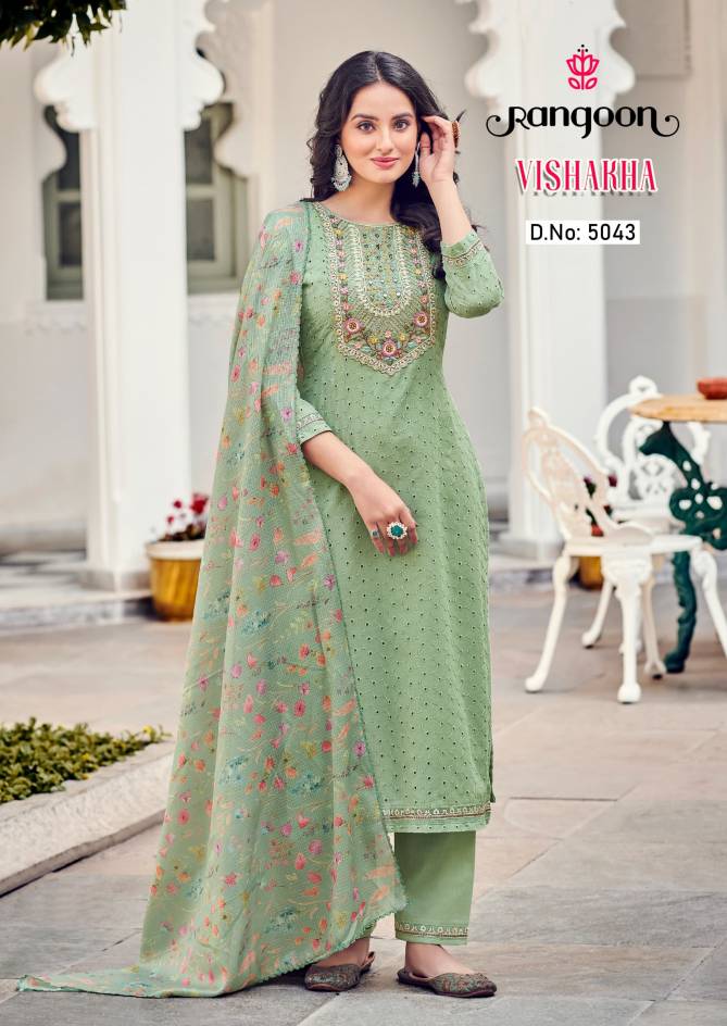 Vishakha By Rangoon Embroidery Work Pure Cotton Readymade Suits Wholesale Market In Surat
